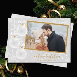 Cartão De Festividades Foto de Natal do White Ornaments