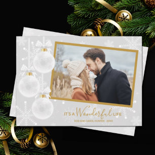 Cartão De Festividades Foto de Natal do White Ornaments