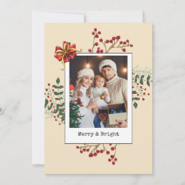 Cartão De Festividades Foto de Natal dos Botânicos de inverno Beige