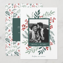 Cartão De Festividades Foto de Natal dos Botânicos de inverno Verde