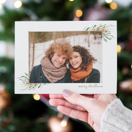 Cartão De Festividades Foto de Natal Elegante Berries Feriado