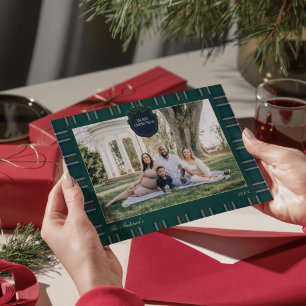 Cartão De Festividades Foto de Natal Elegante com Xadrez Preppy