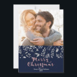 Cartão De Festividades Foto de Natal Elegante de Silver Blue Silver de in<br><div class="desc">Personalizar com sua própria foto</div>