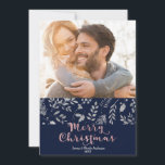 Cartão De Festividades Foto de Natal Elegante de Silver Blue Silver de in<br><div class="desc">Personalizar com sua própria foto</div>