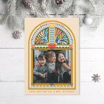 Cartão De Festividades Foto de Natal elegante do Arco de Vidro Apanhado<br><div class="desc">Design antigo com abertura de janela para uma foto quadrada</div>