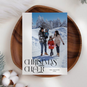 Cartão De Festividades Foto de Natal Elegante e branco