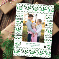 Foto de Natal Elegante Green Folk Watercolor