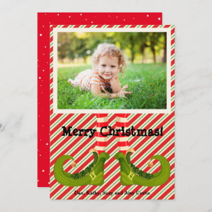 Cartão De Festividades Foto de Natal Elf