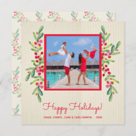 Cartão De Festividades Foto de Natal em Berries e Greenery