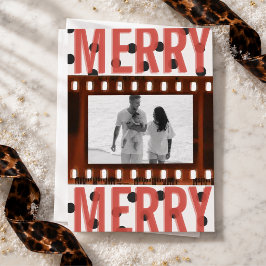 Cartão De Festividades Foto de Natal em Faixa de Filme Maximalista Alegre
