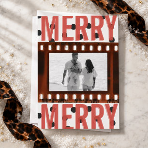 Cartão De Festividades Foto de Natal em Faixa de Filme Maximalista Alegre