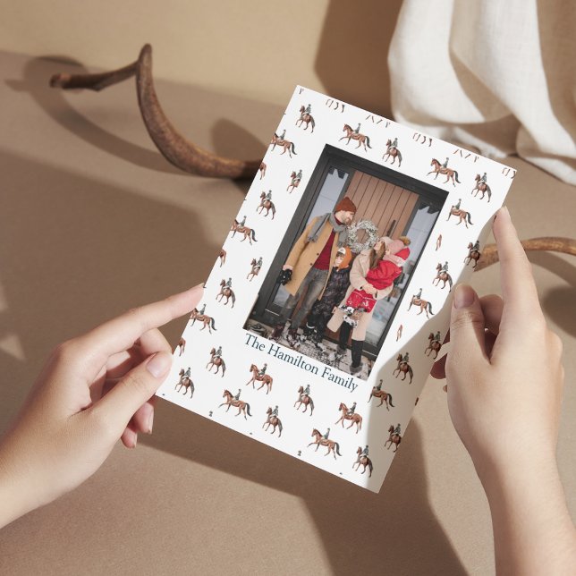 Cartão De Festividades Foto de Natal Equestre Equestre Festivo (Criador carregado)