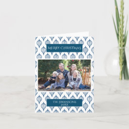 Cartão De Festividades Foto de Natal Escandinavo Azul