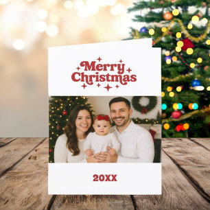 Cartão De Festividades Foto de Natal feliz ano vermelho em revista