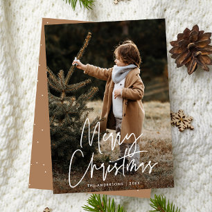 Cartão De Festividades Foto de Natal Feliz, Camel Script Manuscrito