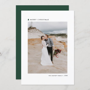 Cartão De Festividades Foto de Natal Feliz da Árvore de Natal Verde