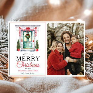 Cartão De Festividades Foto de Natal feliz da porta do Arco Vermelho mode