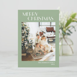 Cartão De Festividades Foto de Natal Feliz da Sage Moderna