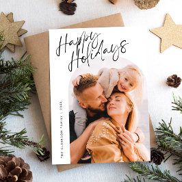 Cartão De Festividades Foto de Natal Feliz de Script Moderno Arch 2