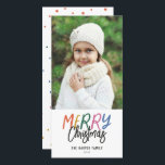 Cartão De Festividades Foto de Natal Feliz e Colorida<br><div class="desc">Faça uma declaração de na moda neste feriado com este cartão com fotos festivo e divertido. A parte frontal apresenta um estilo colorido com o seu texto personalizado. A parte traseira apresenta um padrão de pontos colorido correspondente para um toque especial extra. Por favor, visite minha loja para ver mais...</div>