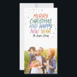 Cartão De Festividades Foto de Natal feliz e colorida para a neve<br><div class="desc">Faça uma declaração de na moda neste feriado com este cartão com fotos festivo e divertido. A parte frontal apresenta um estilo colorido com o seu texto personalizado. A parte traseira apresenta um padrão de pontos colorido correspondente para um toque especial extra. Por favor, visite minha loja para ver mais...</div>