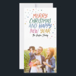 Cartão De Festividades Foto de Natal feliz e colorida para a neve<br><div class="desc">Faça uma declaração de na moda neste feriado com este cartão com fotos festivo e divertido. A parte frontal apresenta um estilo colorido com o seu texto personalizado. A parte traseira apresenta um padrão de pontos colorido correspondente para um toque especial extra. Por favor, visite minha loja para ver mais...</div>