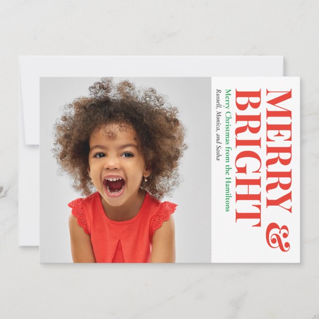 Cartão De Festividades Foto de Natal Feliz e feliz (Frente)