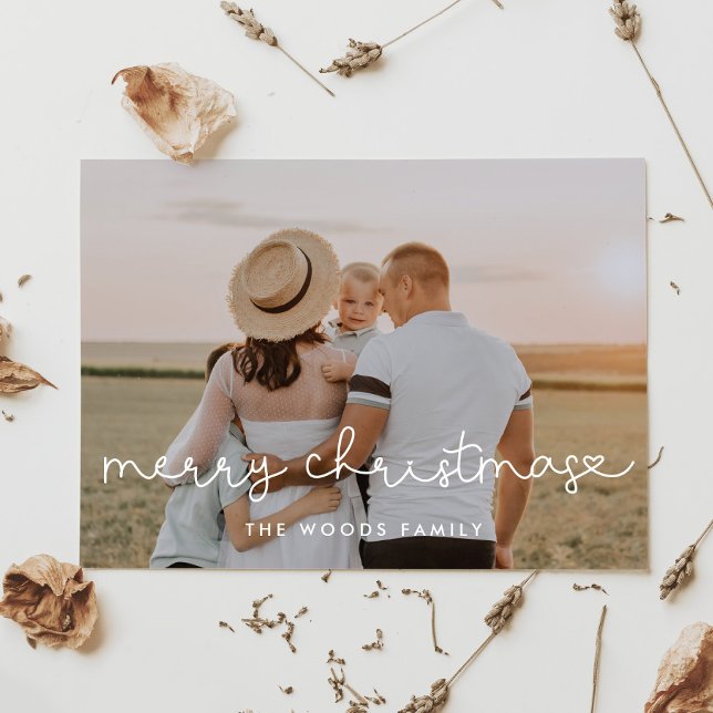 Cartão De Festividades Foto de Natal Feliz e Feliz Script (Criador carregado)