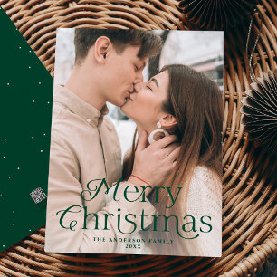 Cartão De Festividades Foto de Natal Feliz Elegance Verde