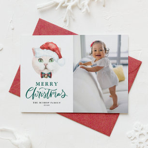 Cartão De Festividades Foto de Natal Feliz para o Gato de Shorthair Brit