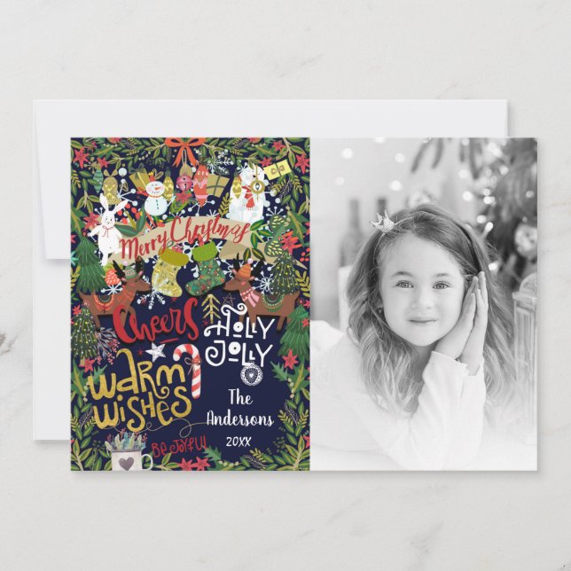 Cartão De Festividades Foto de Natal Festivo (Frente)