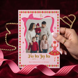 Cartão De Festividades Foto de Natal Festivo Rosa Fa La La Nutcracker
