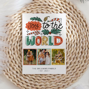 Cartão De Festividades Foto de Natal Floral Modern Bold