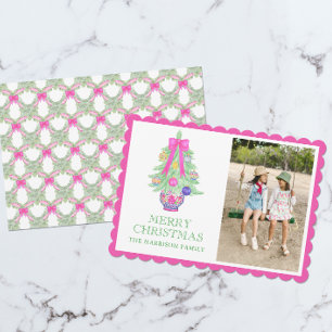 Cartão De Festividades Foto de Natal Ginger Jar do Arco Quente de Aquarel