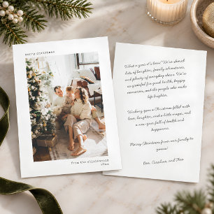 Cartão De Festividades Foto de Natal Letra Manuscrita Script Branco
