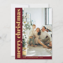 Cartão De Festividades Foto de Natal Mal Minimalista Vermelho Moderno