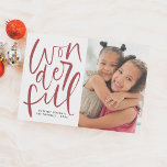 Cartão De Festividades Foto de Natal maravilhosa, com letra de mão<br><div class="desc">É a época mais maravilhosa do ano! Este Cartões de foto de Natal bonitinho apresenta "maravilhoso" escrito em caligrafia moderna com escrita escrita escrita escrita, com sua saudação de escolha, nome de família e o ano abaixo. Do lado direito, há um espaço para colocar sua imagem favorita deste ano! Cartões...</div>