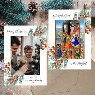 Cartão De Festividades Foto de Natal Merry Christian Religioso Medieval