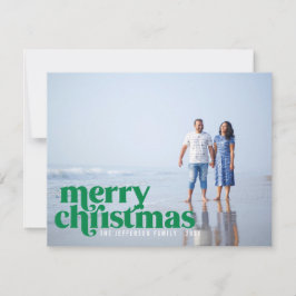 Cartão De Festividades Foto de Natal Merry Green - Negrito