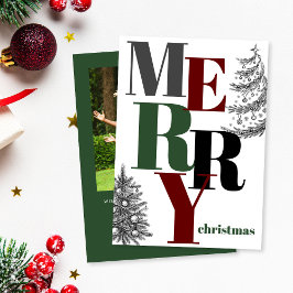 Cartão De Festividades Foto de Natal Merry Modern Bold