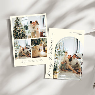 Cartão De Festividades Foto de Natal Merry - Script Minimalista Moderno