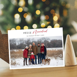 Cartão De Festividades Foto de Natal Mínima de Red Feliz Navidad Espanhol