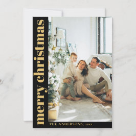 Cartão De Festividades Foto de Natal Mínima Moderna e Preta