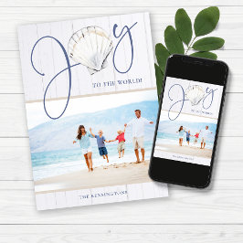 Cartão De Festividades Foto de Natal Minimalista de Joy Seashell