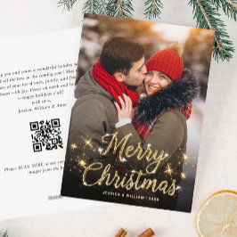 Cartão De Festividades FOTO de Natal minimalista Saudação do código QR