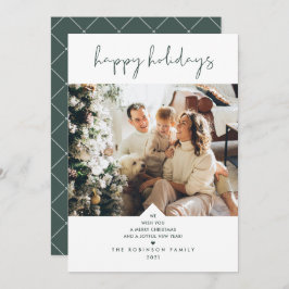 Cartão De Festividades Foto de Natal Mínimo da Floresta Elegante