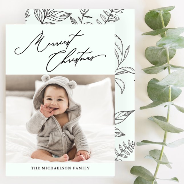 Cartão De Festividades Foto de Natal Mint Green - Mais Merriest (Criador carregado)