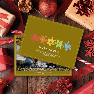 Cartão De Festividades Foto de Natal Moderna Colorida Snowflakes