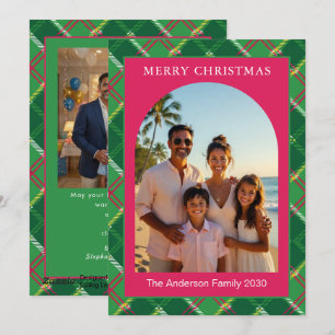Cartão De Festividades Foto de Natal Moderna com Xadrez Arqueado
