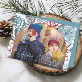 Cartão De Festividades Foto de Natal Moderno da Greenerescência de invern